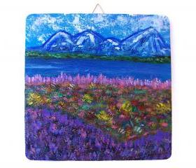 ON SALE Decorative Plaque, Ready to Hang Wall Art, Landscape Painting