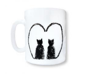 Hand Painted Cat Mug, Hand Painted Ceramic, Cat Cup, Milk, Tea, Coffee, OOAK