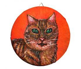 Original Cat Painting, Tabby Cat Art, Cat Portrait, Acrylic Painting, Ready to hang
