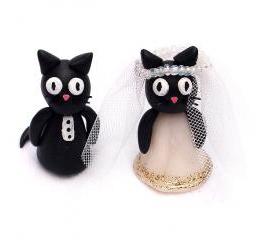 Cat Cake Topper, Wedding Cake Topper, Polymer Clay Cat Cake Topper, Kitty Cake Topper