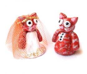 Wedding Cake Topper, Cat Cake Topper, Polymer Clay Cat Cake Topper, Kitty Cake Topper