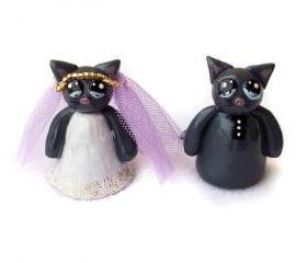 Kitty Cake Topper, Cat Cake Topper, Wedding Cake Topper, Polymer Clay Cat Cake Topper