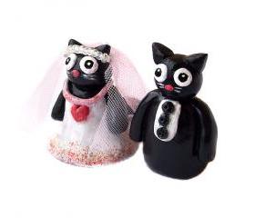 Polymer Clay Cat Cake Topper, Cat Cake Topper, Wedding Cake Topper, Kitty Cake Topper
