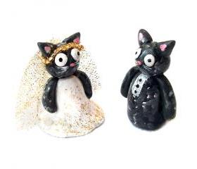 Cat Cake Topper, Wedding Cake Topper, Polymer Clay Cat Cake Topper, Kitty Cake Topper