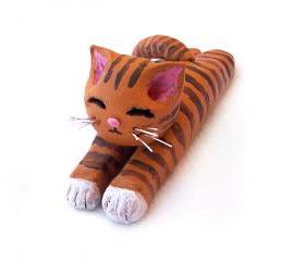 Cat Figurine, Orange Tabby Cat, Handmade Polymer Clay OOAK Cat Sculpture, Cute Cat Ornament