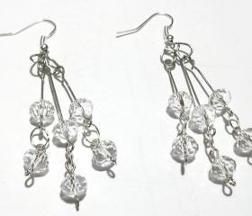 Swarovski Earrings, Cascading, Handmade, OOAK, Elegant, Wedding, Bridesmaid Gift