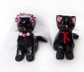 Cat Cake Topper, Wedding Cake Topper, Polymer Clay Cat Cake Topper, Kitty Cake Topper